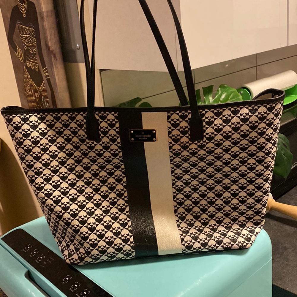 Kate Spade Purse Used Black and White Logo Tote